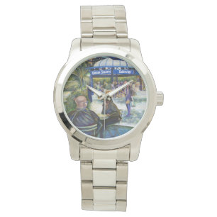 Passionate mensen die in het park spelen, NYC Horloge