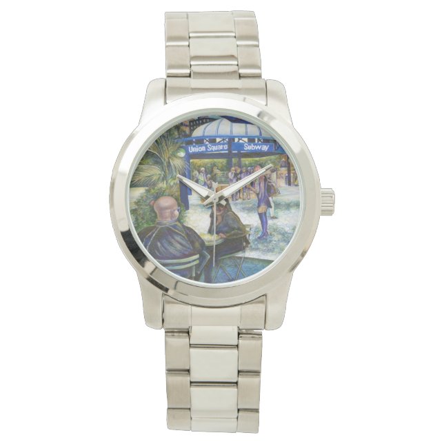 Passionate mensen die in het park spelen, NYC Horloge (Voorkant)