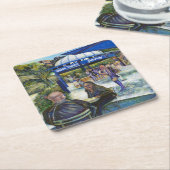 Passionate mensen die in het park spelen, NYC Kartonnen Onderzetters (Schuin)