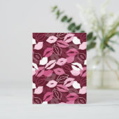 Passionate Red Pink Lips die het zoenen patroon Briefkaart (Staand voorkant)