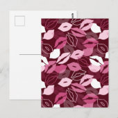 Passionate Red Pink Lips die het zoenen patroon Briefkaart (Voorkant / Achterkant)