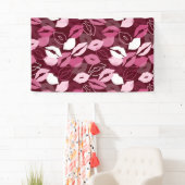 Passionate Red Pink Lips die het zoenen patroon Spandoek (Insitu)