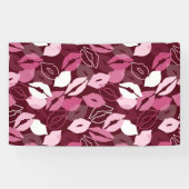 Passionate Red Pink Lips die het zoenen patroon Spandoek (Horizontaal)