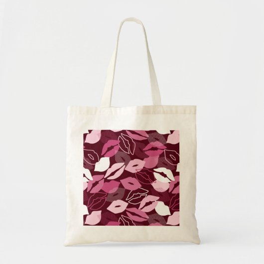 Passionate Red Pink Lips die het zoenen patroon Tote Bag (Voorkant)