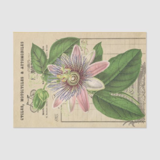 Passionflower Vintage Floral Tissuepapier (Voorkant)