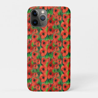 Passionieve Rode Klaprozen en Groene Bladeren Abst Case-Mate iPhone Case
