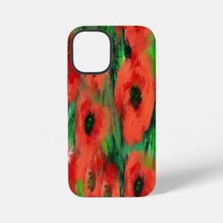 Passionieve Rode Klaprozen en Groene Bladeren Abst iPhone 12 Mini Hoesje