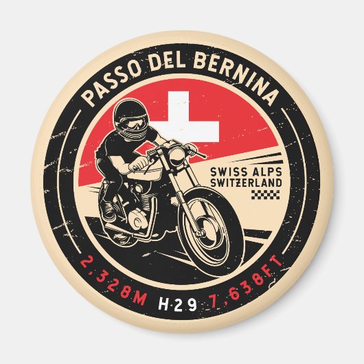 Passo del Bernina | Zwitserland | Motorfiets Magneet (Voorkant)