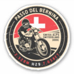 Passo del Bernina | Zwitserland | Motorfiets Sticker<br><div class="desc">Passo del Bernina gedaan in een ,  verontruste stijl embleem. Het is een beroemde bergpas die langs de Alpen in Zwitserland wordt gevonden.</div>
