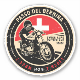 Passo del Bernina   Zwitserland   Motorfiets Sticker