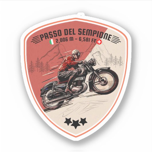 Passo del Sempione italiaanse snelweg voor de zwit Sticker (Voorkant)