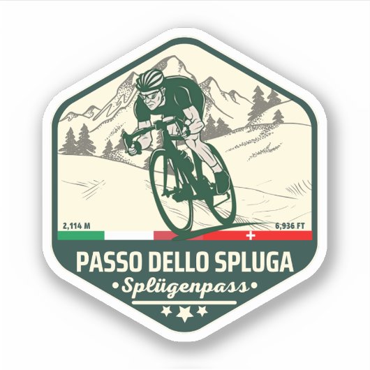 Passo dello Spluga italiaanse zwitserse bergen mot Sticker (Voorkant)