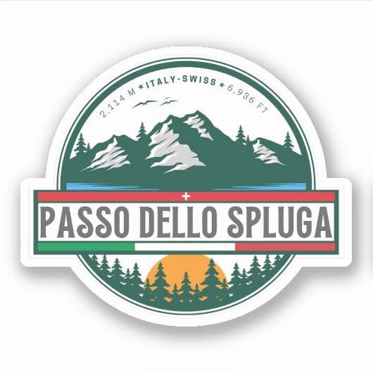 Passo dello Spluga italiaanse zwitserse bergen mot Sticker (Voorkant)