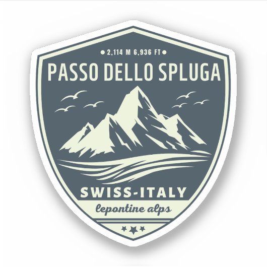 Passo dello Spluga italiaanse zwitserse bergen mot Sticker (Voorkant)