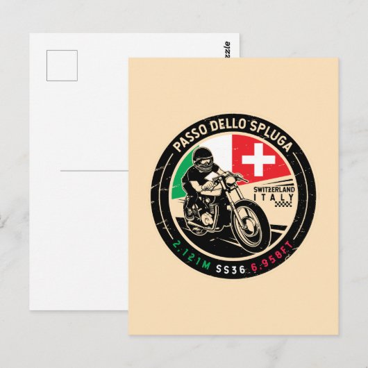 Passo Dello Spluga Italië Zwitserland Motorfiets Briefkaart (Voorkant / Achterkant)