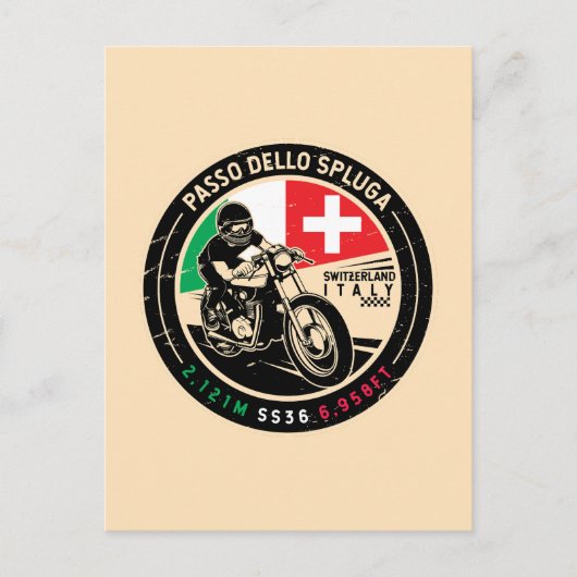 Passo Dello Spluga Italië Zwitserland Motorfiets Briefkaart (Voorkant)