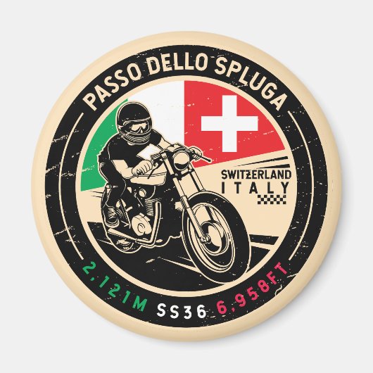 Passo Dello Spluga Italië Zwitserland Motorfiets Magneet (Voorkant)