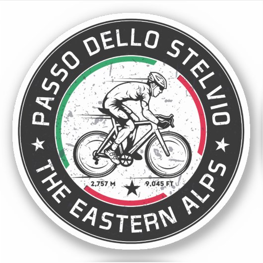 passo dello stelvio - stelvio pas italiaans fietse sticker (Voorkant)