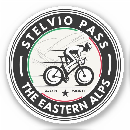 passo dello stelvio - stelvio pas italiaans fietse sticker (Voorkant)