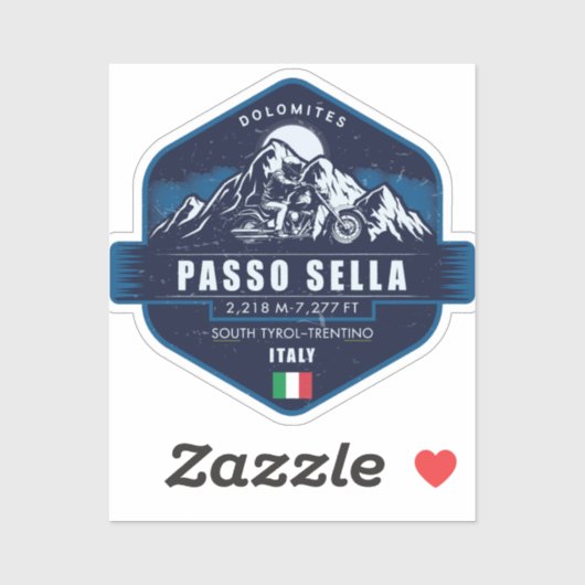 Passo Sella Dolomieten Motor Adventure Badge Sticker (Vel)