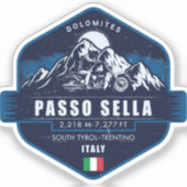 Passo Sella Dolomieten Motor Adventure Badge Sticker (Voorkant)