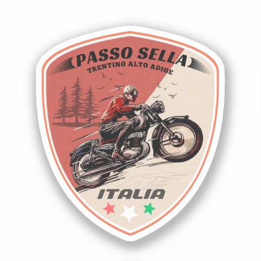 Passo Sella Italiaanse bergen motorfiets Sticker (Voorkant)