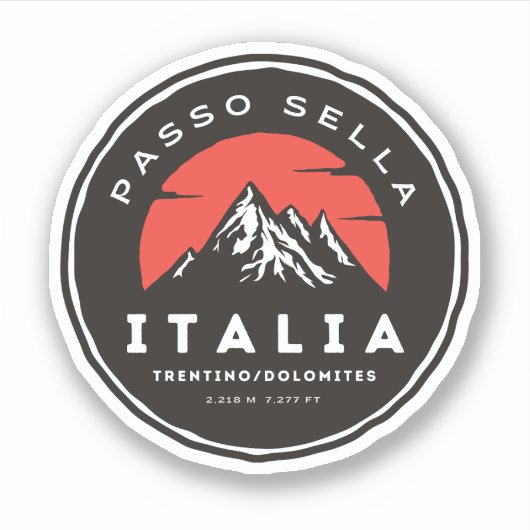 Passo Sella Italiaanse bergen motorrit Sticker (Voorkant)