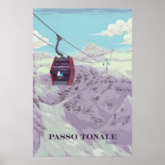 Passo Tonale Italië Skigebied Reisposter Poster (Voorkant)