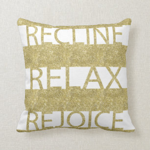 Passover 16/16"Gold Pillow "Recline Relax Rejoice" Kussen