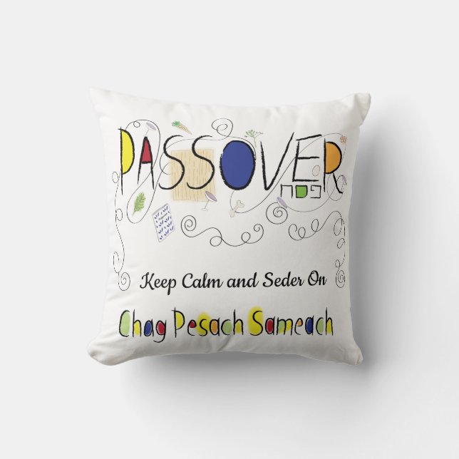 Passover 16 x 16 Chag Sameach Sierkussen (Voorkant)