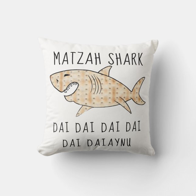 Passover 16 x 16 Daiaynu Matzah Shark Kussen (Voorkant)