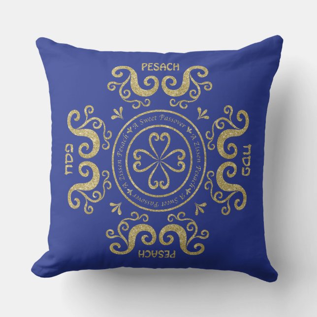 Passover 20/20" Pillow "Elegant Blue/Gold" Kussen (Voorkant)