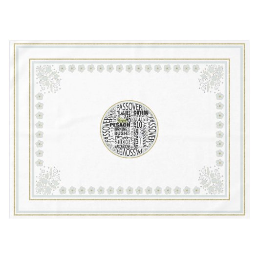 Passover 52/70" Tablecloth "Passover Seder Cloth" Tafelkleed (Voorkant (Horizontaal))