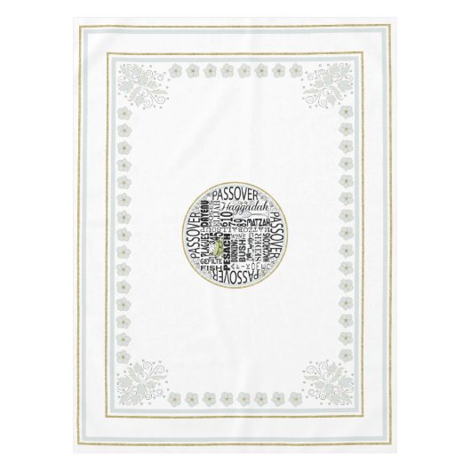 Passover 52/70" Tablecloth "Passover Seder Cloth" Tafelkleed (Voorkant)