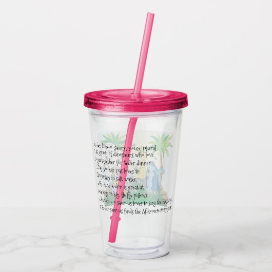 Passover Acryltumbler 16 oz Dinosaur Seder Acryl Drinkbeker (Achterkant)