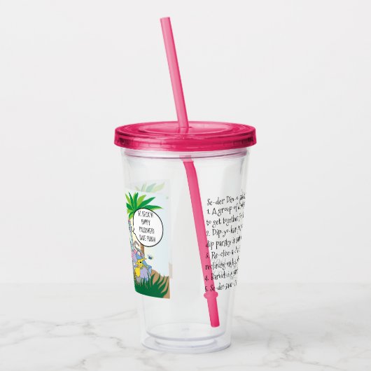 Passover Acryltumbler 16 oz Dinosaur Seder Acryl Drinkbeker (Links)