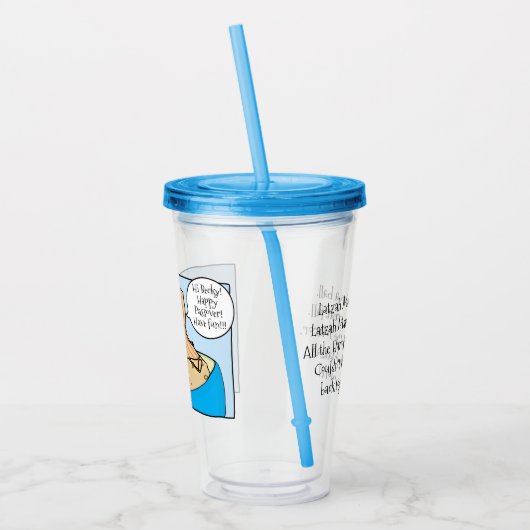 Passover Acryltumbler 16 oz Funny Seder Toon Acryl Drinkbeker (Links)