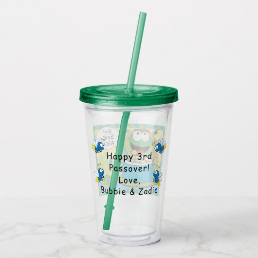 Passover Acryltumbler 16 oz heeft kikker van soep Acryl Drinkbeker (Achterkant)