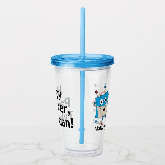 Passover Acryltumbler 16 oz Matzah Man Acryl Drinkbeker (Rechts)