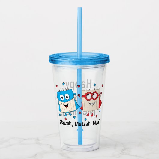 Passover Acryltumbler 16 oz Matzah Man Acryl Drinkbeker (Voorkant)