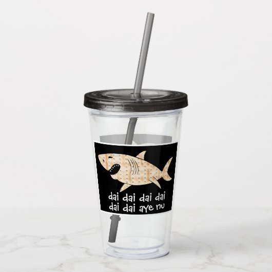 Passover Acryltumbler 16 oz Matzah Shark Acryl Drinkbeker (Achterkant)