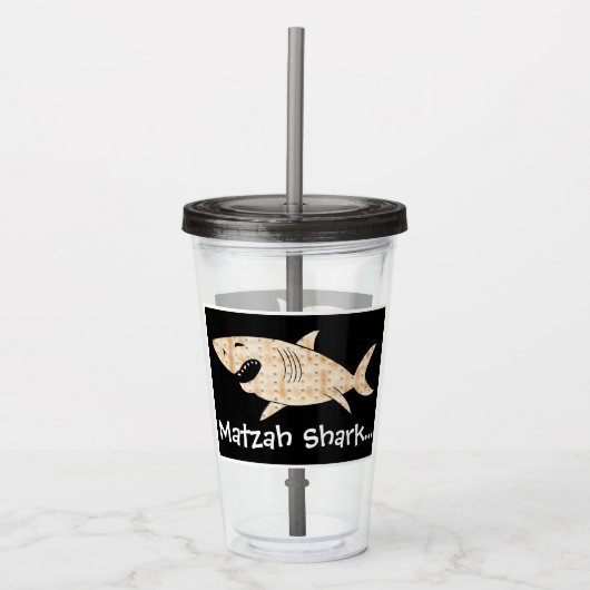 Passover Acryltumbler 16 oz Matzah Shark Acryl Drinkbeker (Voorkant)