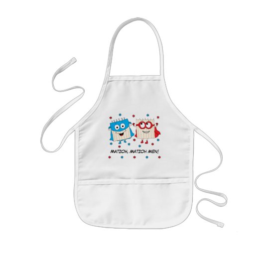 Passover Apron Kinder "Matzoh, Matzoh Mannen!" Kinder Schort (Voorkant)