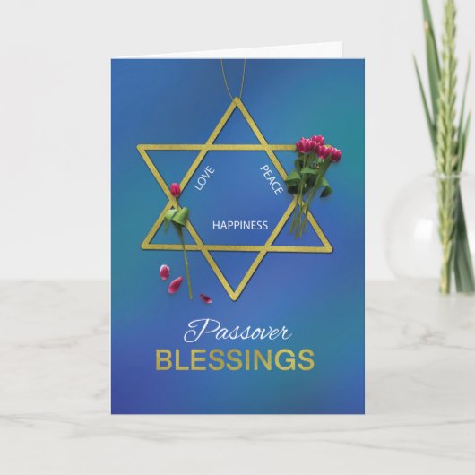 Passover Blessings Star van David Gold Kijk Kaart (Voorkant)