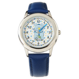 Passover Blue Dog met Frog Watch Personaliseren Horloge