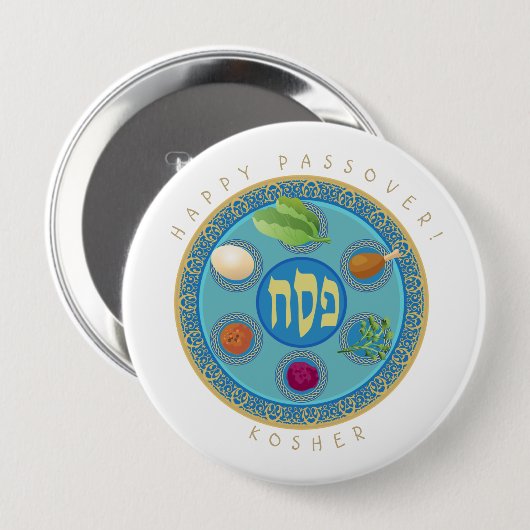 Passover Bord Kosher Pesach Ronde Button 4,0 Cm (Voorkant /achterkant)