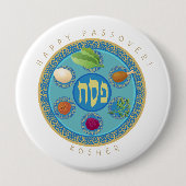 Passover Bord Kosher Pesach Ronde Button 4,0 Cm (Voorkant)
