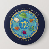 Passover Bord Kosher Pesach Ronde Button 4,0 Cm (Voorkant)