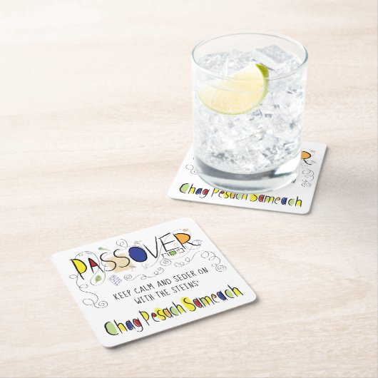 Passover Chag Pesach Sameach Square Paper Onderzet Kartonnen Onderzetters (Insitu)