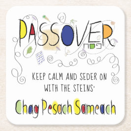 Passover Chag Pesach Sameach Square Paper Onderzet Kartonnen Onderzetters